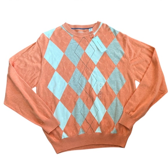 Orange Argyle Men's Sweater - Picture 1 of 4